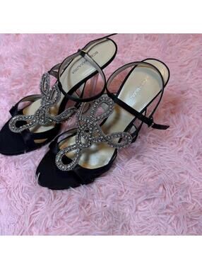 Black BCBG Max Azria heels with silver embellishments #heels #embellished